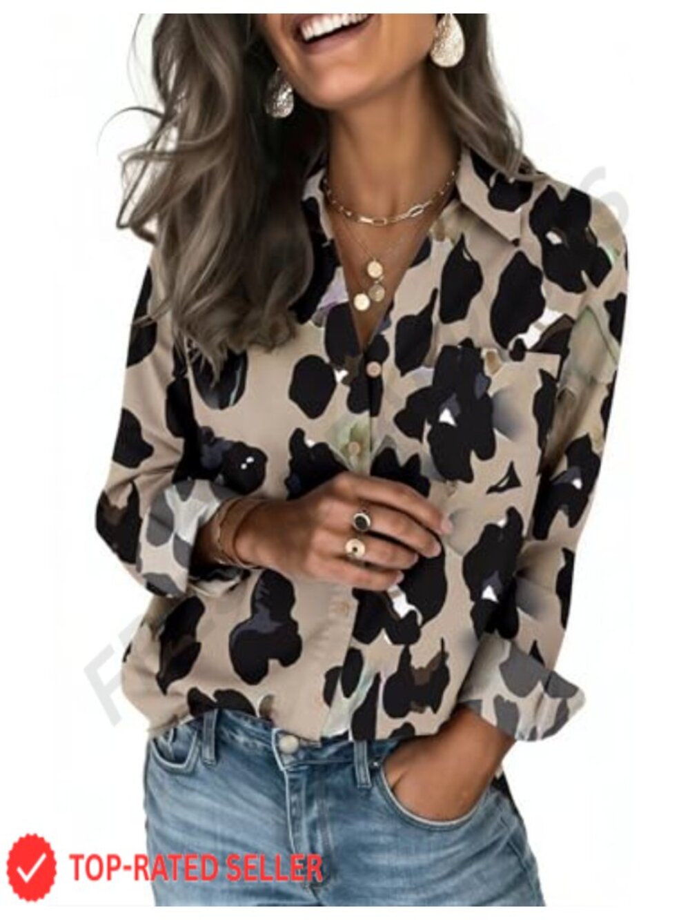 Zeagoo Womens Button Down Shirt Long Sleeve Silky Soft 4-Way Stretch V-Neck